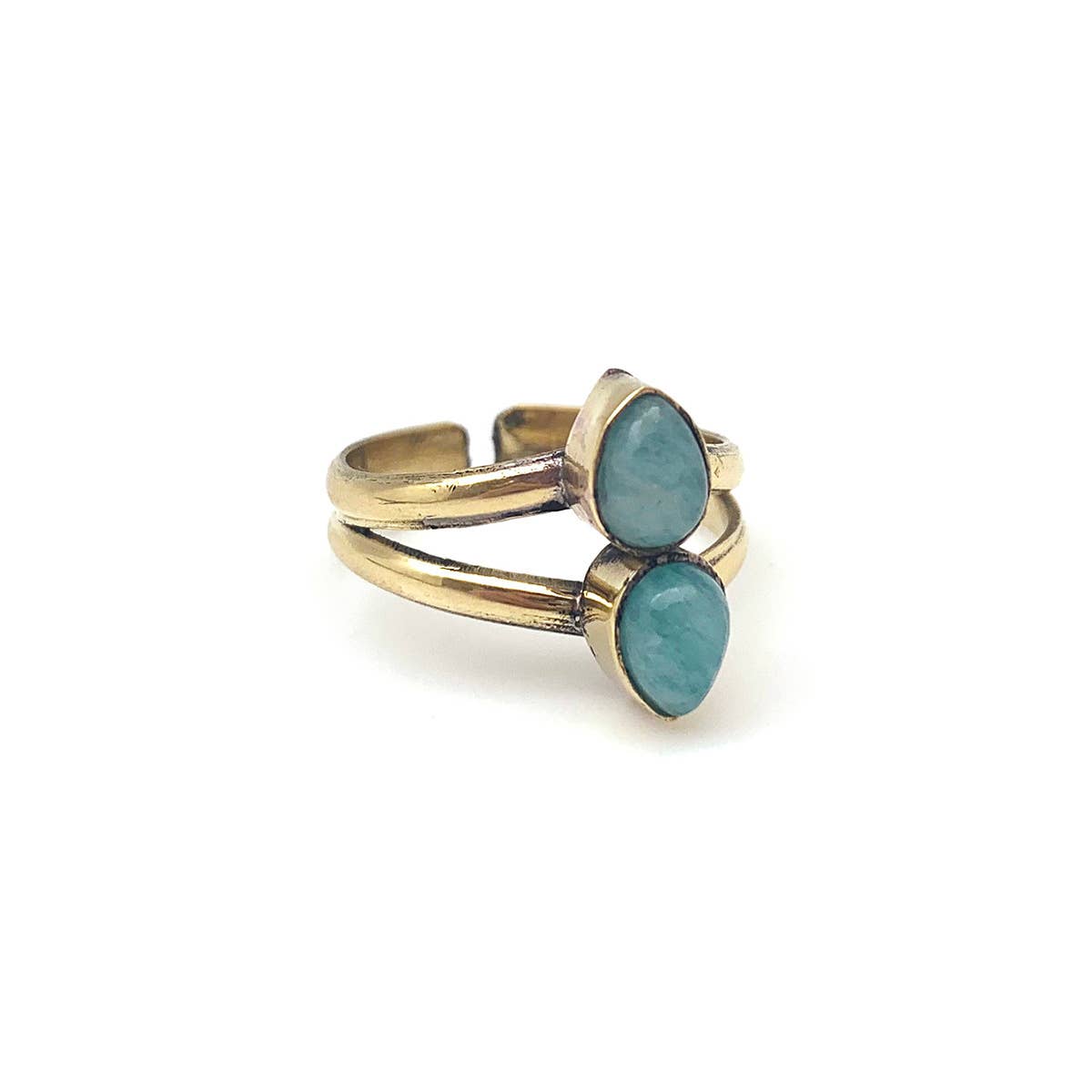TANVI COLLECTION RING - GOLD WITH DOUBLE AMAZONITE