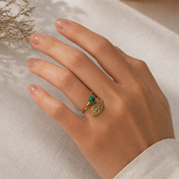 TANVI COLLECTION RING - GOLD WITH MALACHITE
