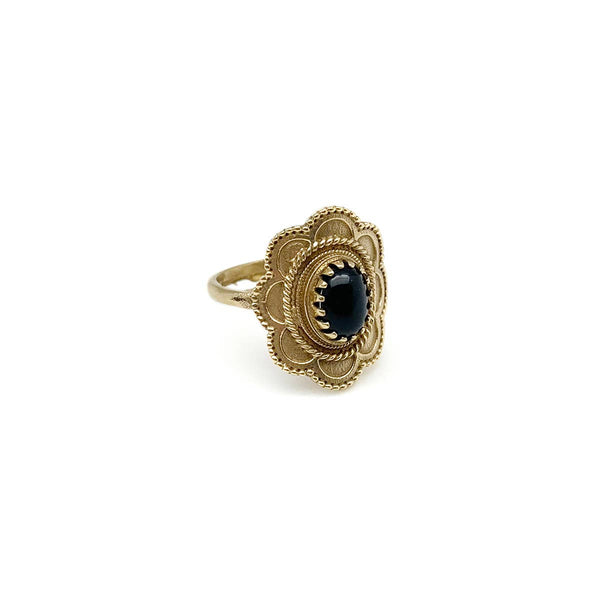 TANVI COLLECTION GOLDTONE BRASS W/ ONYX RING