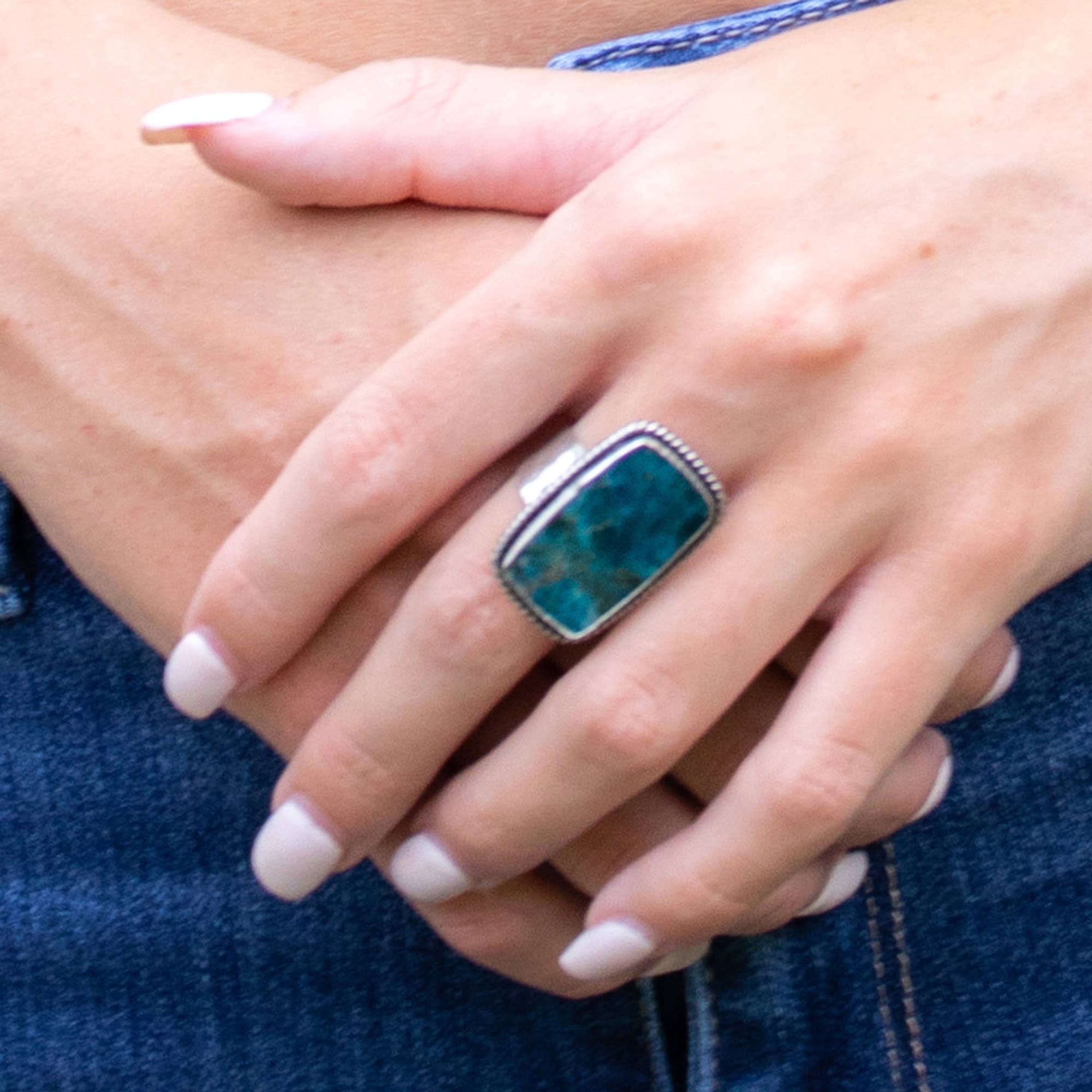 HANDCRAFTED KASHI SEMIPRECIOUS STONE RING - APATITE