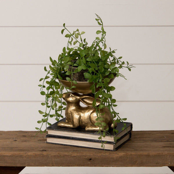 RABBIT BOWL FIGURINE, GOLD