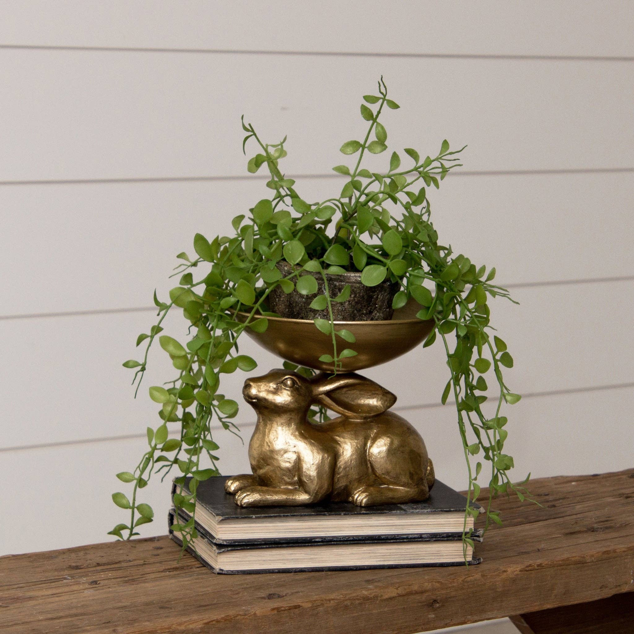 RABBIT BOWL FIGURINE, GOLD