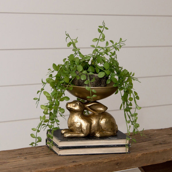 RABBIT BOWL FIGURINE, GOLD