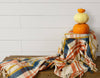 BRUSHED COTTON FLANNEL THROW - NAVY, RUST, MUSTARD