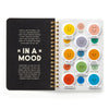 Emoticon sticker set with a black notebook on a white background
