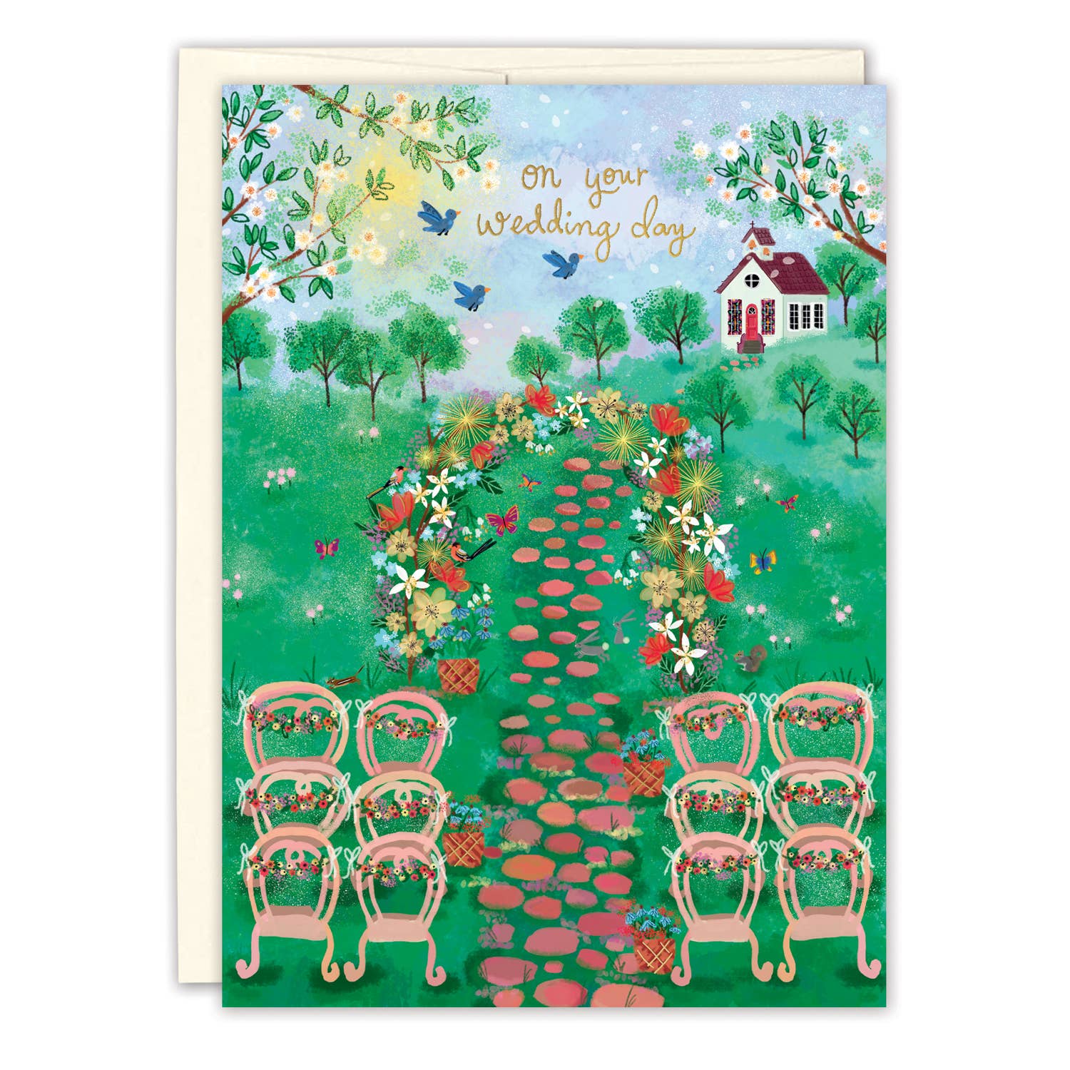GARDEN SCENE WEDDING CARD