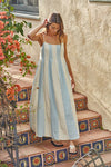 COTTON GAUZE BLUE STRIPED MIDI DRESS