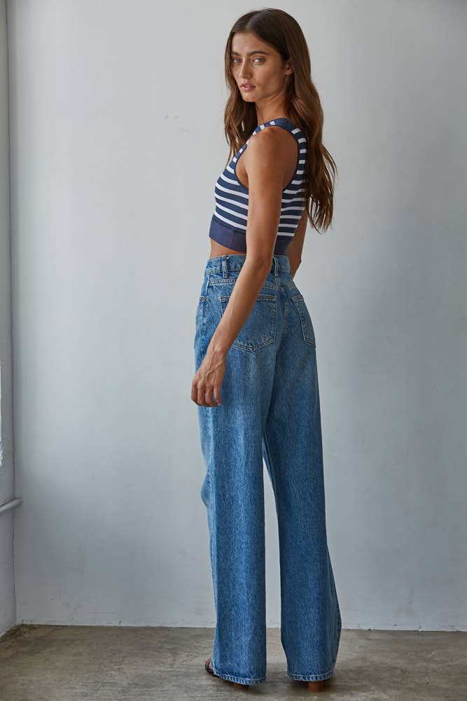 KNIT SEAMLESS RIBBED STRIPED RACERBACK BRAMI