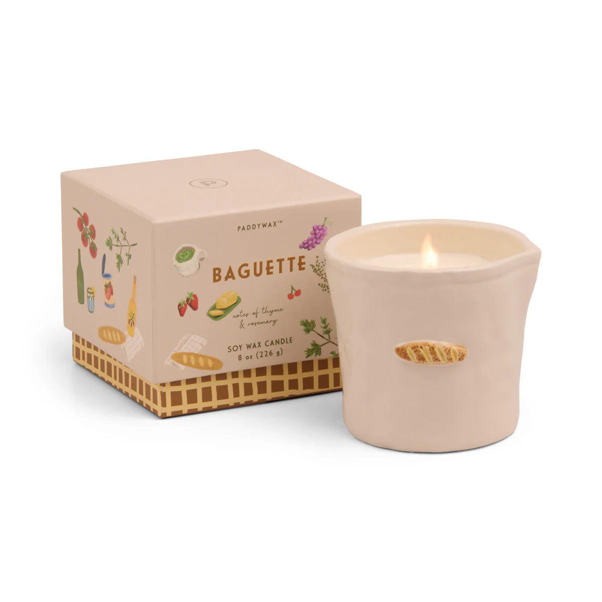 BISTRO 8 OZ WHITE CERAMIC CANDLE | FRENCH BAGUETTE