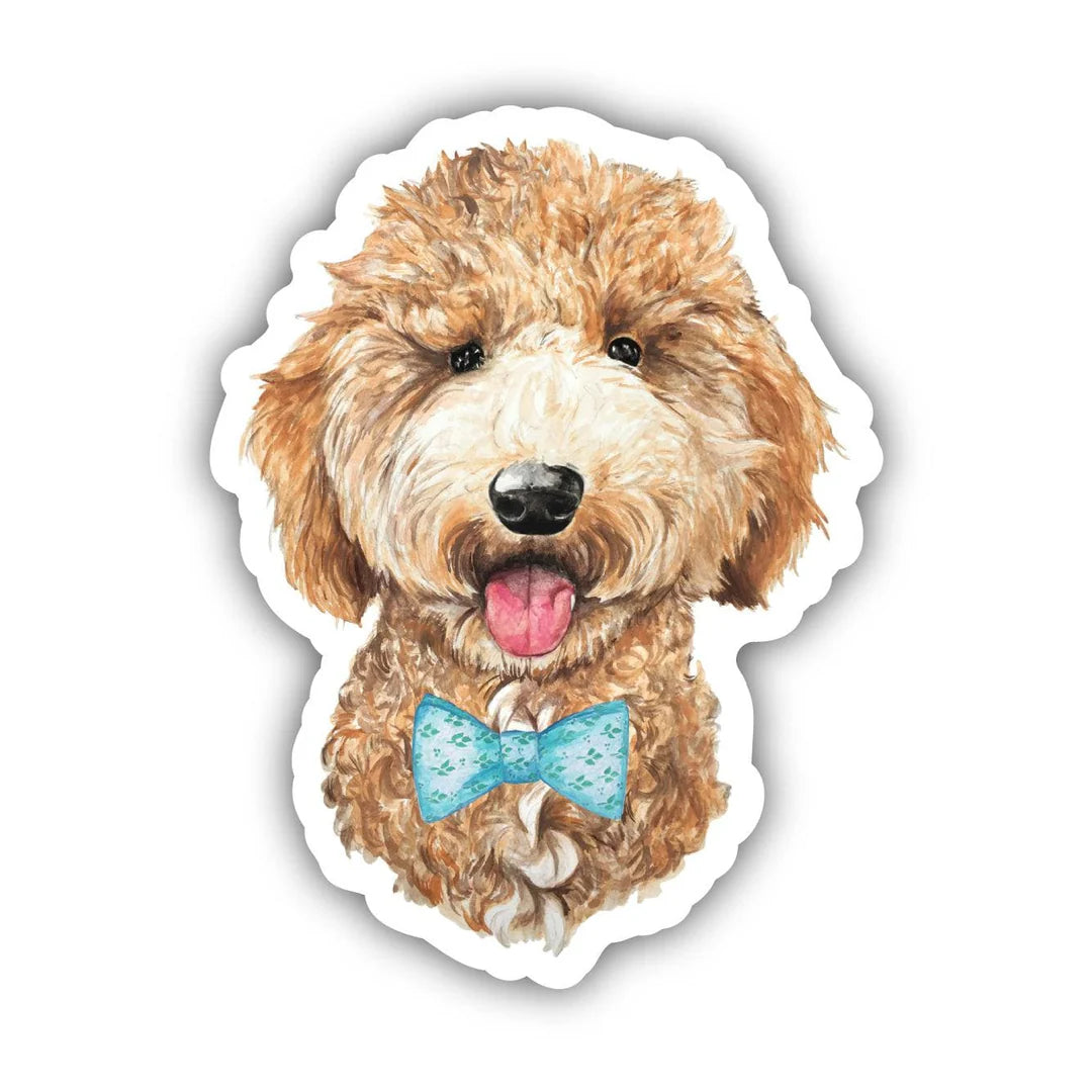 GOLDENDOODLE WITH BOW TIE STICKER