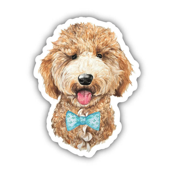 GOLDENDOODLE WITH BOW TIE STICKER