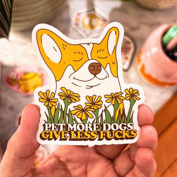 "PET MORE DOGS. GOVE LESS FU**S" STICKER