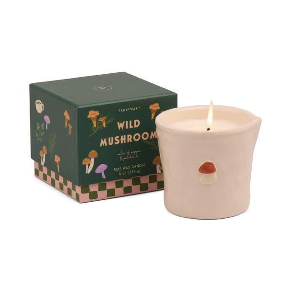 BISTRO 8 OZ WHITE CERAMIC CANLDE | WILD MUSHROOM