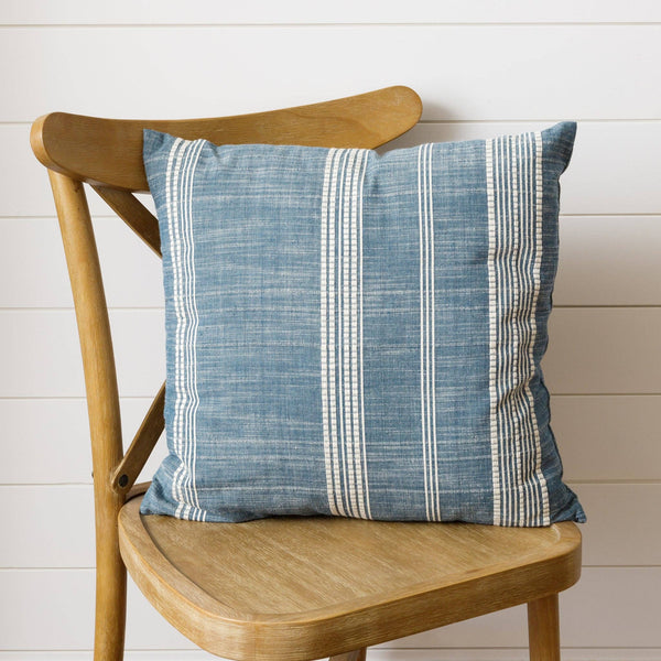 WOVEN STRIPE SQUARE PILLOW, BLUE