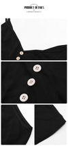 BLACK COTTON AND LINEN HALTER DRESS