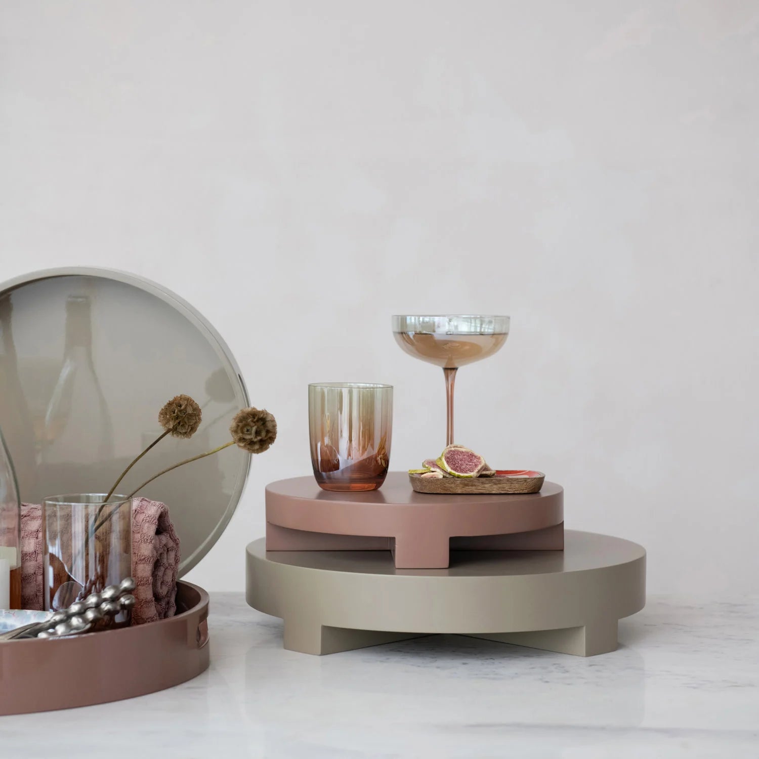 8 OZ. MARTINI GLASS, IRIDESCENT FINISH, AMBER COLOR & GREEN