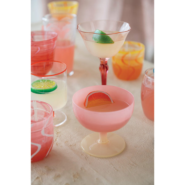 14 OZ. TWO-TONED STEMMED WINE GLASS, PINK & CREAM COLOR