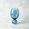 PLEATED FOOTED WINE GLASS, BLUE 14OZ