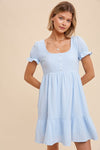 COTTNE GAUZE BABYDOLL HENLEY DRESS