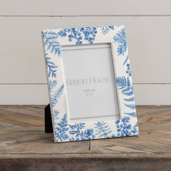 5" X 7" BLUE FERN PHOTO FRAME