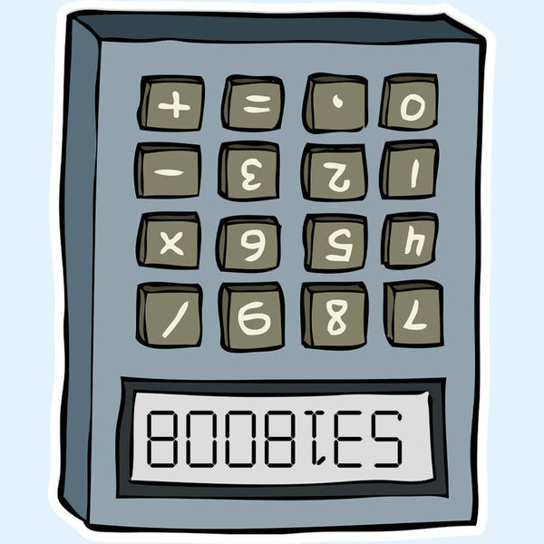 BOOBIES CALCULATOR STICKER DECAL
