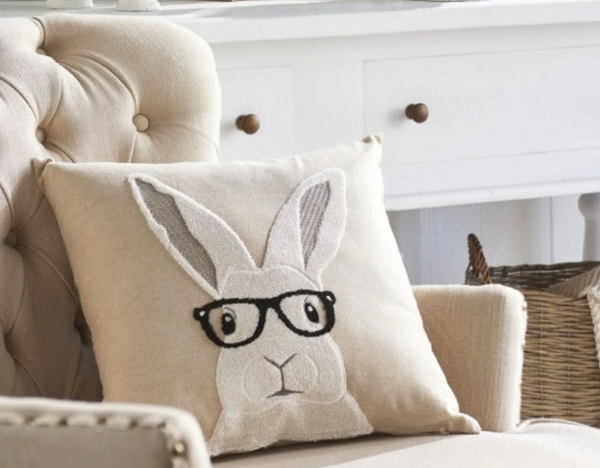 RABBIT WITH GLASSES PILLOW