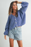 V-NECK BUTTON DOWN LONG SLEEVE CARDIGAN