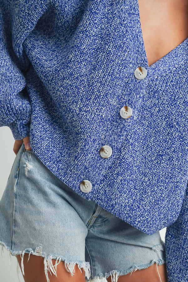 V-NECK BUTTON DOWN LONG SLEEVE CARDIGAN
