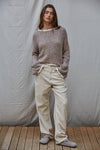 MOCHA KNIT PULLOVER W/ CONTRAST HEM