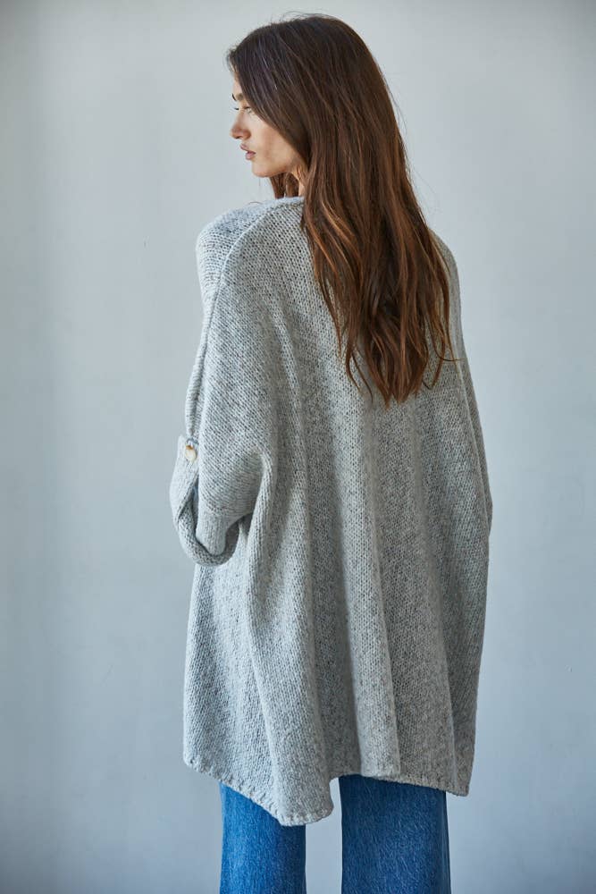 KNIT QUARTER SLEEVE OPEN FRONT CARDIGAN