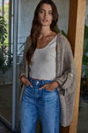 KNIT QUARTER SLEEVE OPEN FRONT CARDIGAN