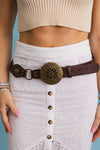 CONCHO MEDALLION BELT WITH ANTIQUED METAL ACCENTS