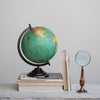 BRASS & BONE MAGNIFYING GLASS ON STAND, ANTIQUE FINISH