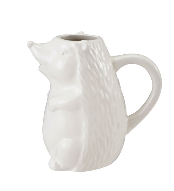 12 OZ. CERAMIC HEDGEHOG SHAPED CREAMER, WHITE
