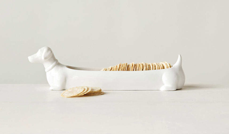 CERAMIC DACHSHUND CRACKER DISH