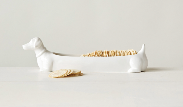 CERAMIC DACHSHUND CRACKER DISH