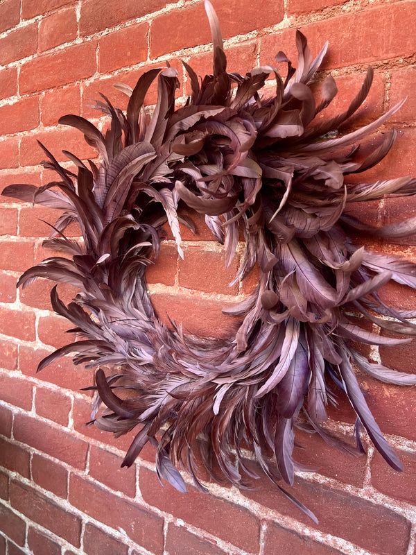 FEATHER WREATH, BURGUNDY