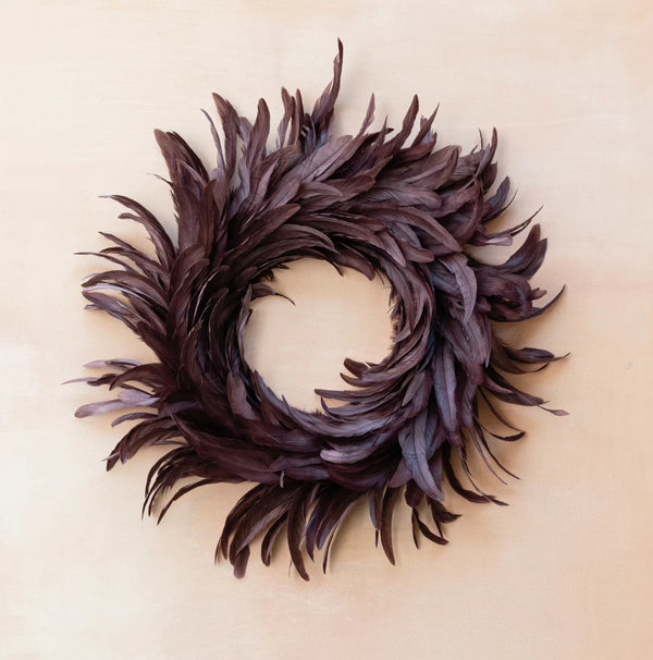 FEATHER WREATH, BURGUNDY