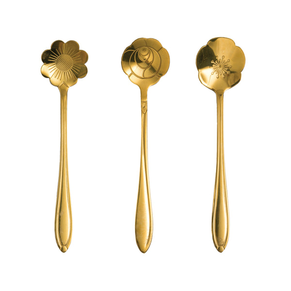 STAINLESS STEEL FLOWER SHAPED SPOONS, SET OF 3