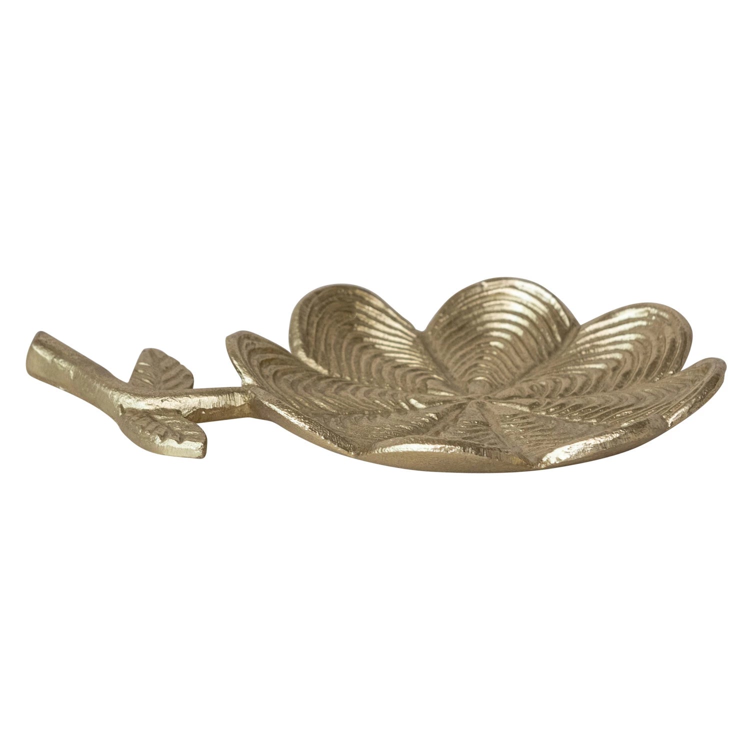 CAST ALUMINUM FLOWER SHAPED DISH, GOLD FINISH