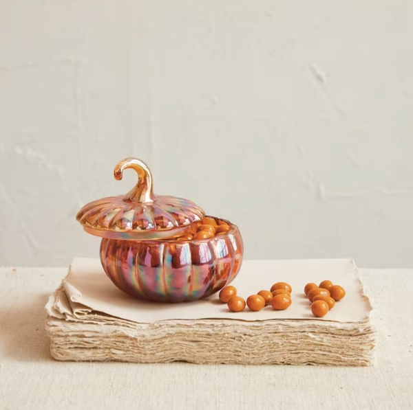 GLASS PUMPKIN JAR WITH LID