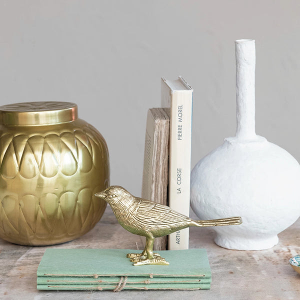 CAST ALUMINUM BIRD, GOLD FINISH