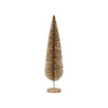 PLASTIC BOTTLE BRUSH W/ GLITTER & WOOD BASE, GOLD FINISH