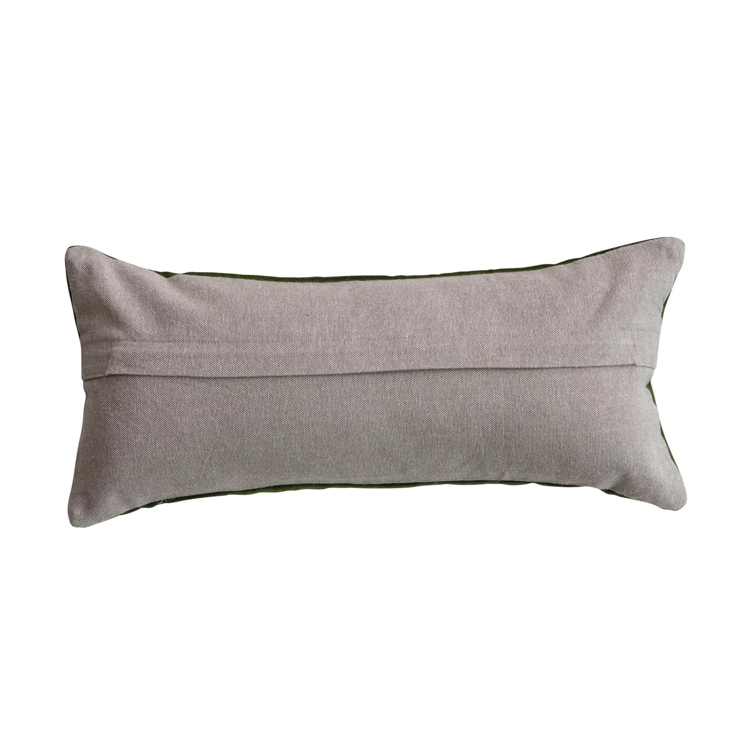 COTTEN VELVET LUMBAR PILLOW WITH EMBROIDERED BUTTERFLIES & CHAMBRAY BACK