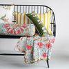 COTTEN VELVET LUMBAR PILLOW WITH EMBROIDERED BUTTERFLIES & CHAMBRAY BACK