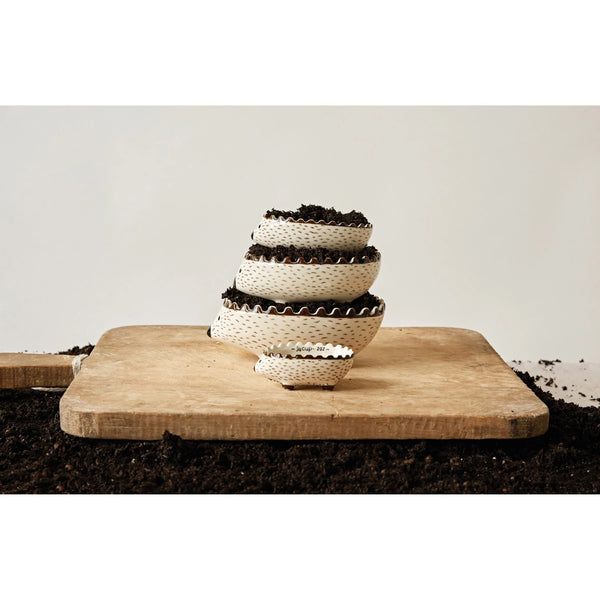 HAND-PAINTED HEDGEHOG MEASURING CUPS, SET OF 4