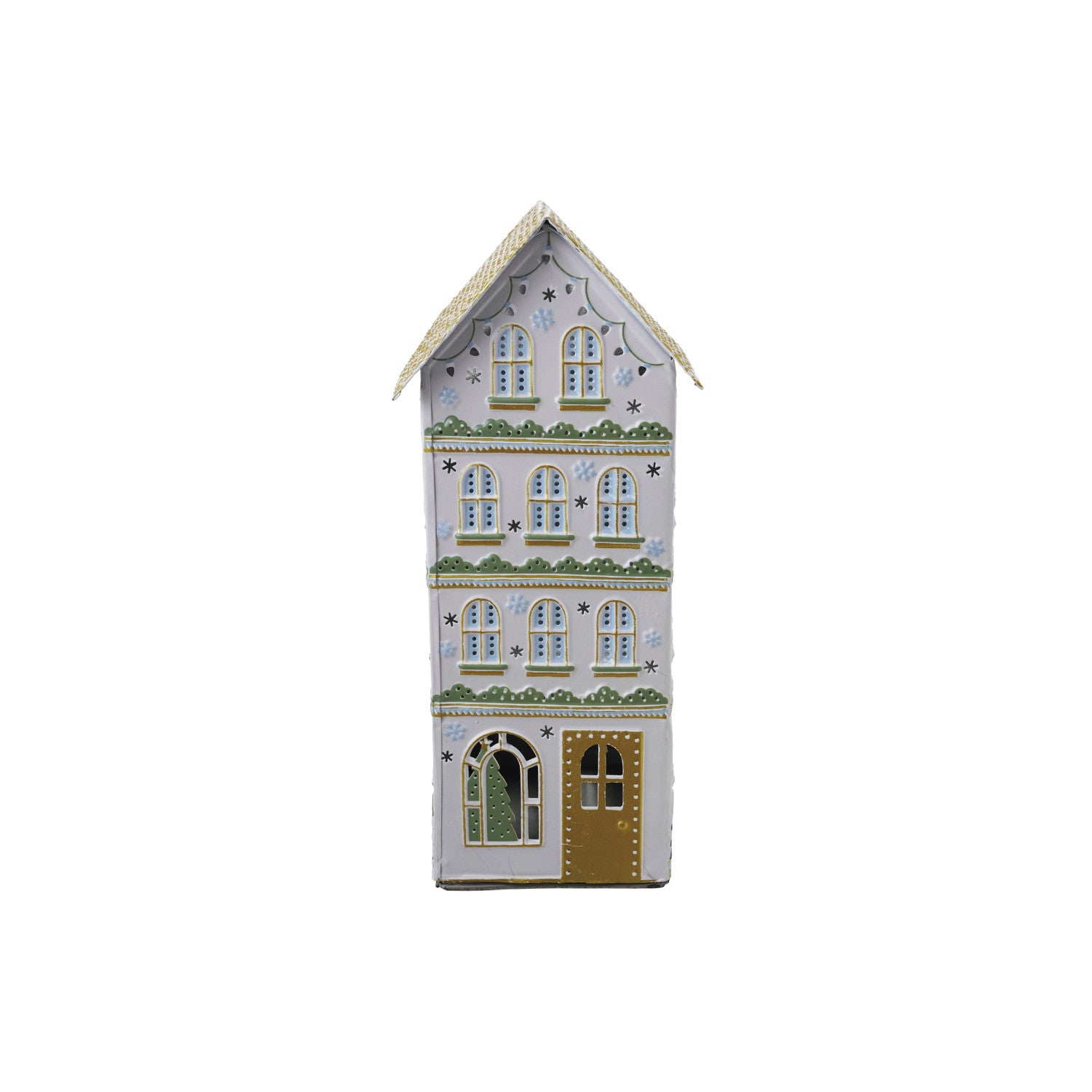 Decorative Painted Metal Houses with Cut-Outs