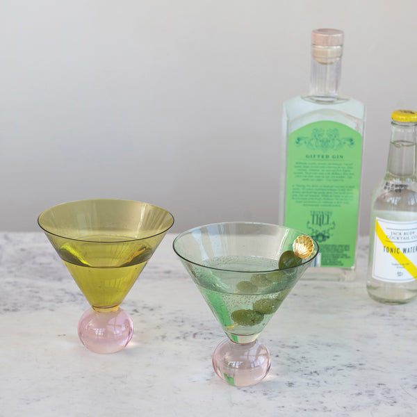 12 OZ. TWO-TONE MARTINI GLASS WITH BALL STEM