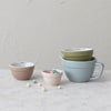STONEWARE BATTER BOWL MEASURING CUPS, 4 COLORS, SET OF 4