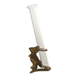 CAST IRON MOUSE WITH GLASS TENT TUBE VASE, ANTIQUE GOLD FINISH